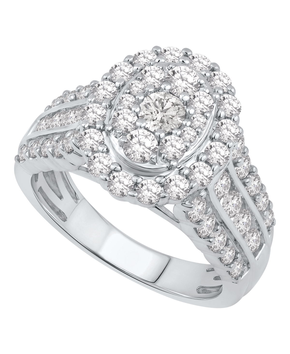 Macy's Diamond Oval Cluster Engagement Ring (2 ct. t.w.) in 14k White Gold