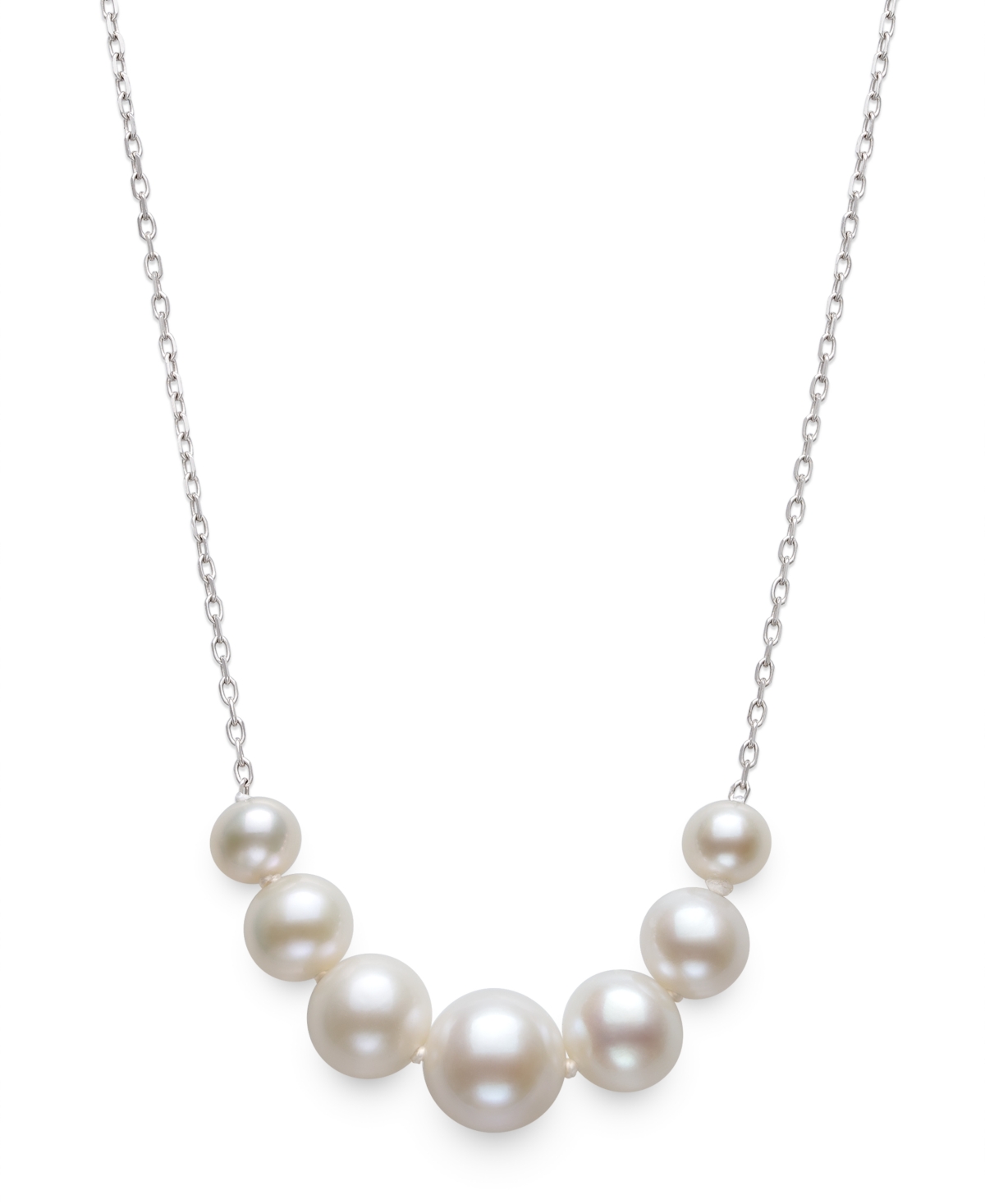 Belle De Mer Cultured Freshwater Pearls (4-7mm) In Sterling Silver Necklace In White