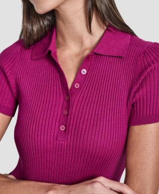 Petite Short-Sleeve Ribbed Polo Shirt