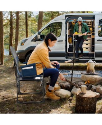 Folding Camping Directors Chair with Cooler Bag and Side Table