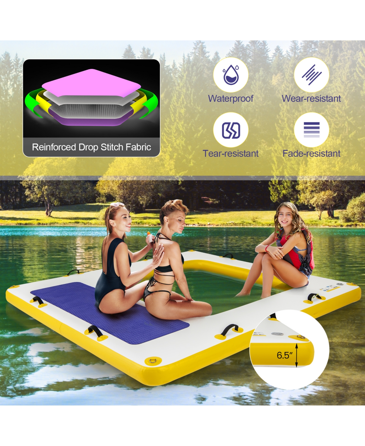 Skonyon 8 ft x 8 ft Inflatable Dock Platform with Mesh Swim Lounge