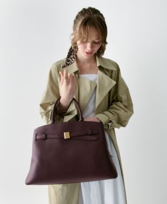 Deco Large Pebbled Leather Satchel Bag