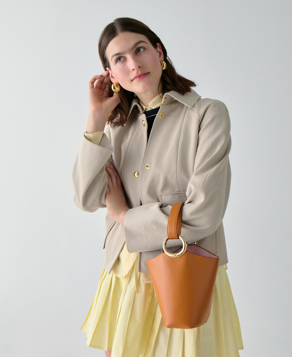 Kate Spade Halo Fine Grain Leather Mini Bucket In Orange