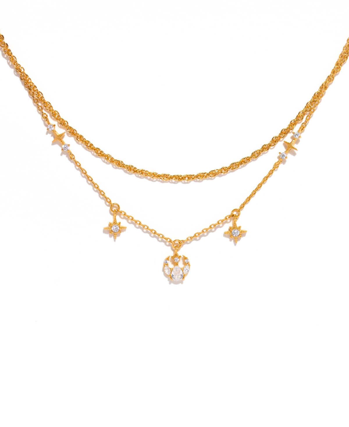 Girls Crew Crystal Star Wars Rebel Alliance Double Strand Necklace In Gold