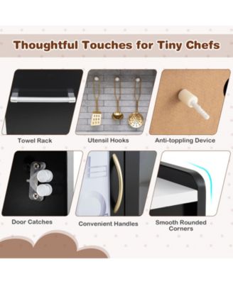 Kids Wooden Pretend Play Kitchen with Blackboard & Accessories