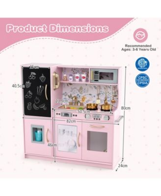 Kids Wooden Pretend Play Kitchen with Blackboard & Accessories