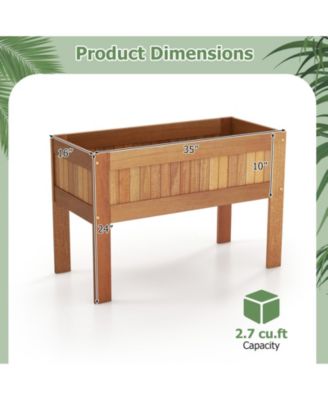 Wooden Raised Garden Bed Solid Wood Elevated Planter Box with Legs