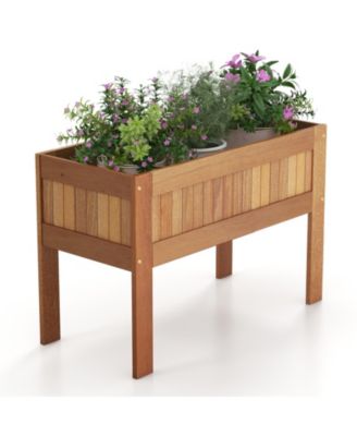 Wooden Raised Garden Bed Solid Wood Elevated Planter Box with Legs