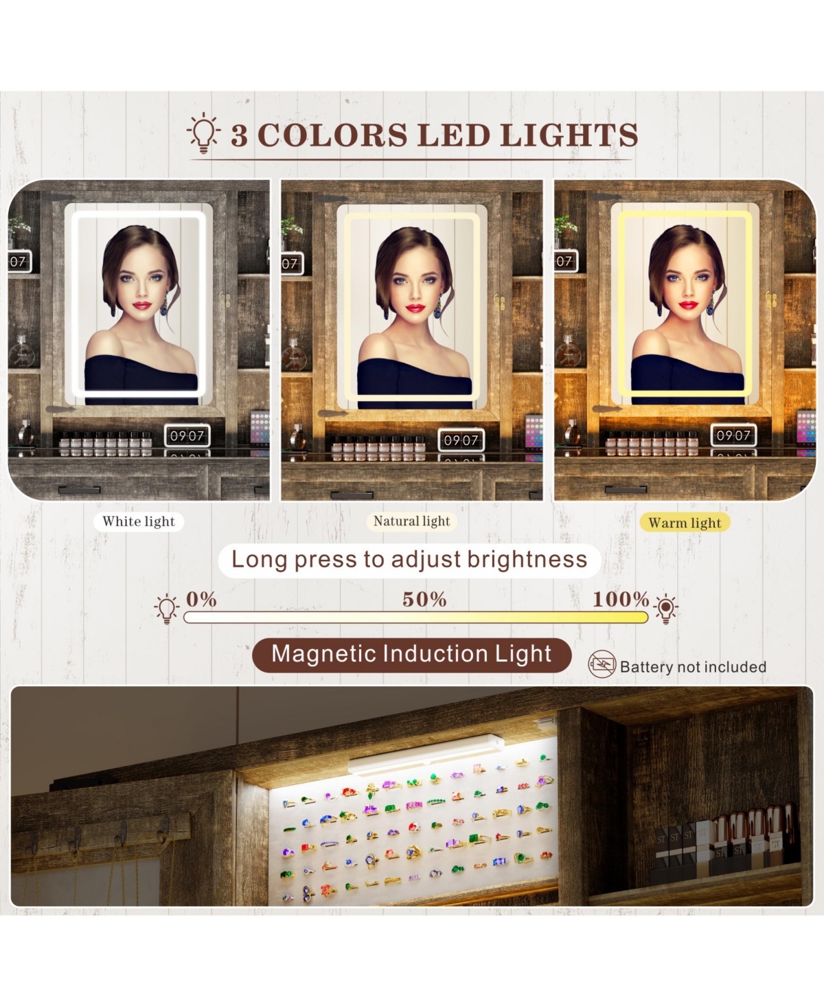 Vlsrka Vanity Makeup Desk with Mirror and Lights