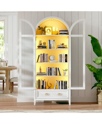 73" Arched Glass Display Cabinet with LED & Motion Sensor