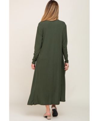 Maternity Olive Ribbed Cardigan 2 Piece Set