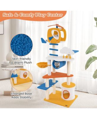 70 Inch Tall Aviation-themed Cat Tree with Helicopter Top Perch and Platforms