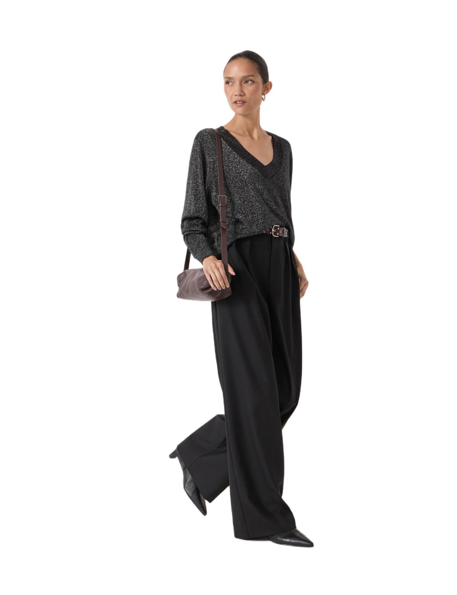 Women's Gracey V Neck Metallic Jumper