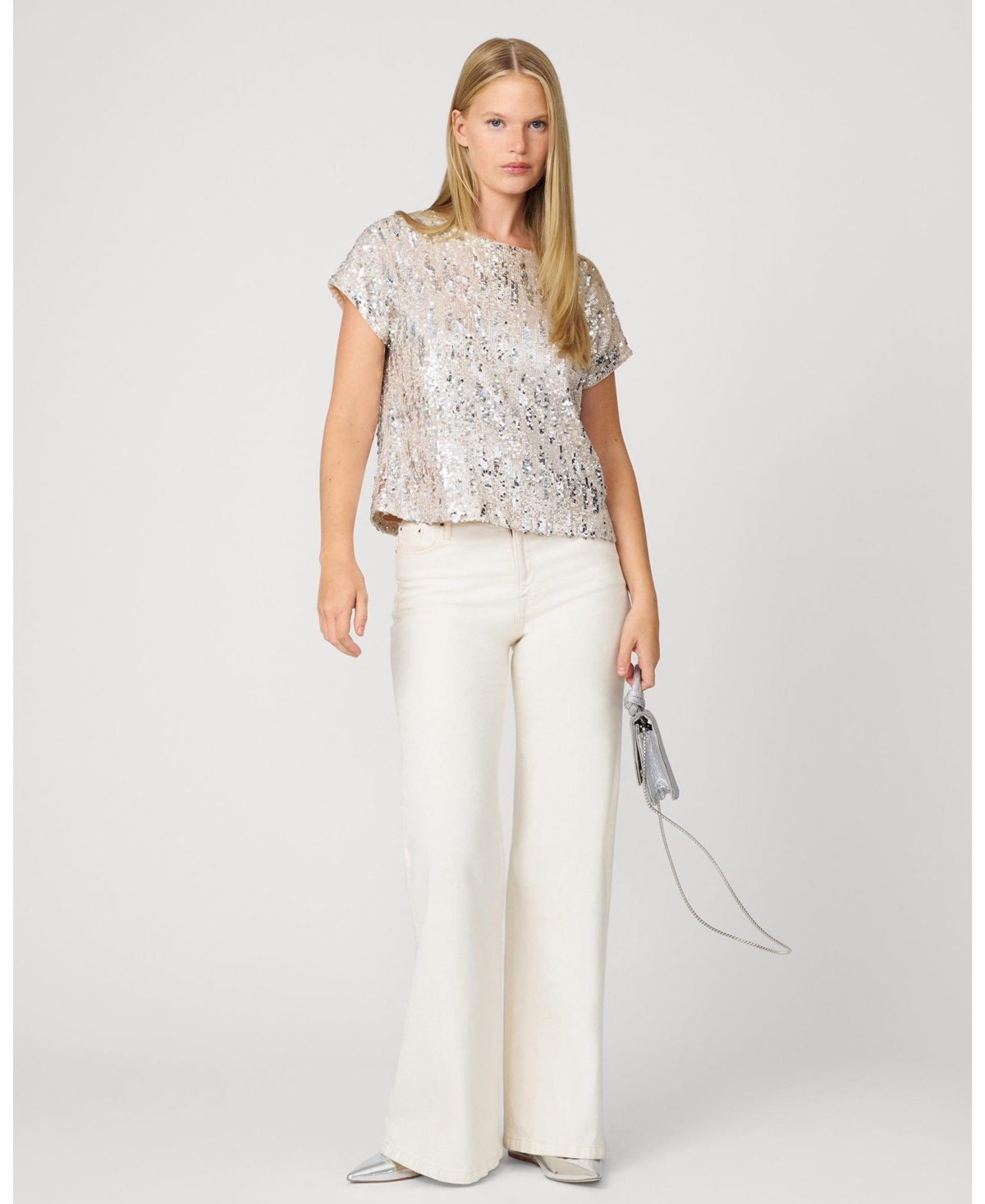 Cable & Gauge Women's Cluster Sequin Easy Tee