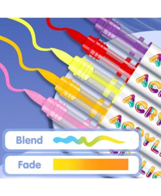 12 Colors Acrylic Paint Markers Set, Smooth Flow Acrylic Ink Pens, Brush Tip Art Markers for Painting, Drawing and Crafting