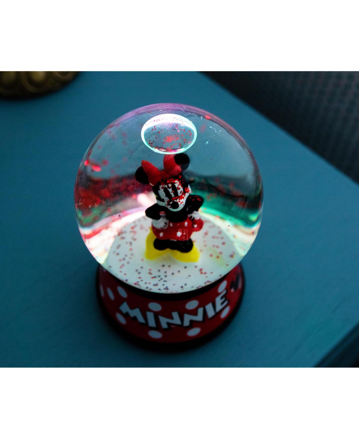 Disney Minnie Mouse Light-Up Snow Globe with Swirling Glitter Display Piece Decoration | Home Decor for Kids Room Essentials | Precious Keepsake, Cute