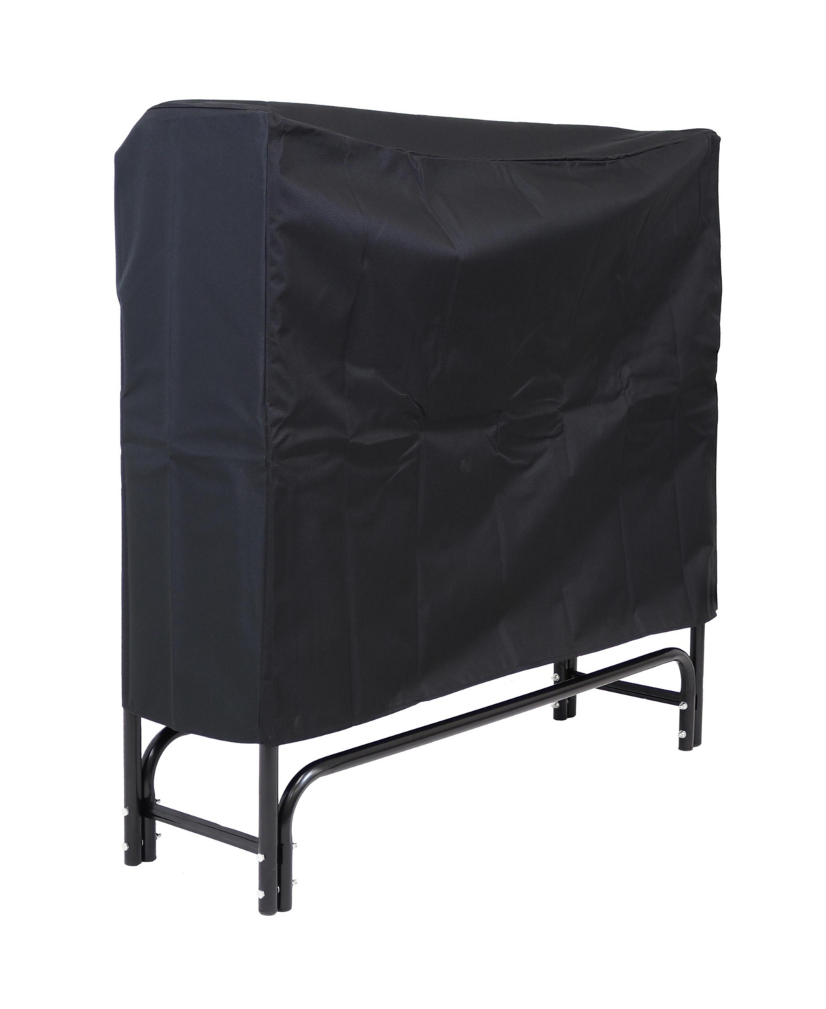 Sunnydaze Decor 4 ft Powder-Coated Steel Firewood Log Rack with Black Cover