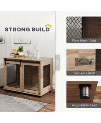 39" Dog Crate Furniture with Sliding Barn Door, for Large Dogs