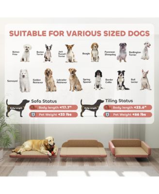 Dog Sofa w/ Adjustable Armrest & Backrest for Small to Large Dogs