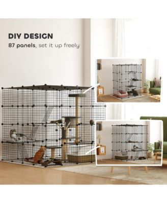 4-Tier Large Cat Cage, 55" DIY Cat Playpen with Platforms,