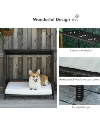 Dog Bed w/ Sloped Roof and Padded Mat, 33.5" L x 27.25" W x 33.5" H