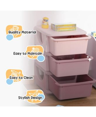 22.25" 3 Tier Kids Storage Unit Dresser Tower,