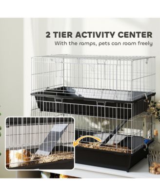 2-Tier Mouse Cage, Ferret Cage W/ Dish and Bottle, Ramp, 2 Doors