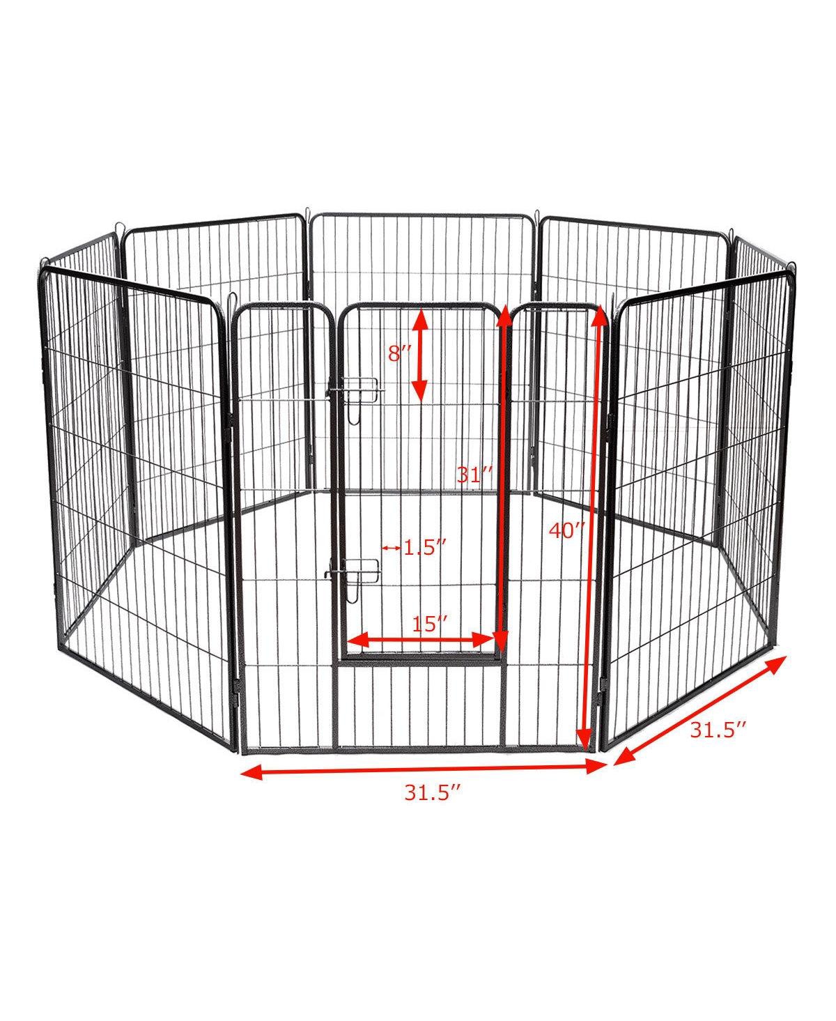 Sugift 8 Metal Panel Heavy Duty Pet Playpen Dog Fence with Door-40 Inch