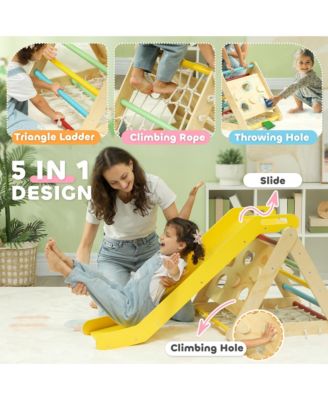 5 in 1 Pikler Triangle Set with Slide & bags for 18-48 Months