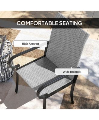 Set of 2 Outdoor Wicker Dining Chairs with Armrests,