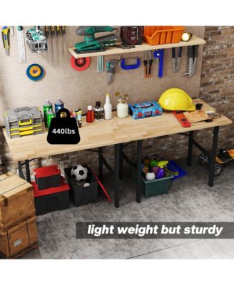 46"L x 28"W Wooden Work Table with X-Shape Bracket for Stability