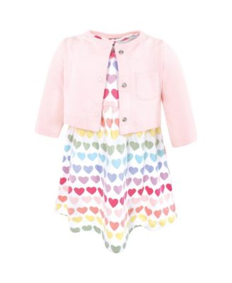 Baby Girls Hudson 0-24M Cotton Dress and Cardigan Set, Cascading Hearts