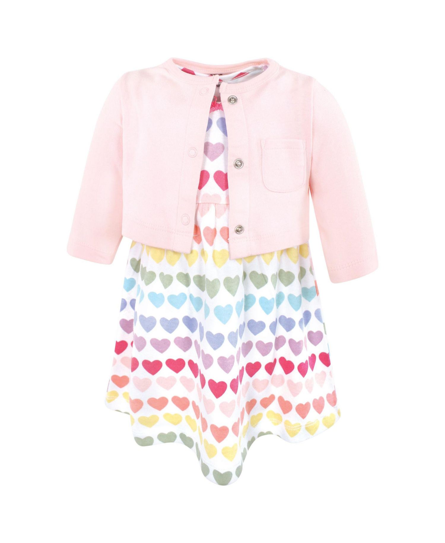 Baby Girls Hudson 0-24M Cotton Dress and Cardigan Set, Cascading Hearts