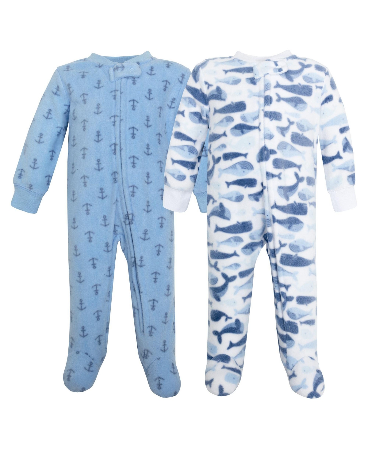 Hudson Baby Boys Fleece Sleep and Play, Cute Whales, 0-3 Months