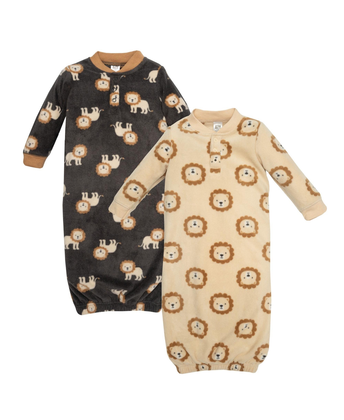 Hudson Baby Baby Boys Hudson Fleece Gowns, Brave Lion, 0-6 Months