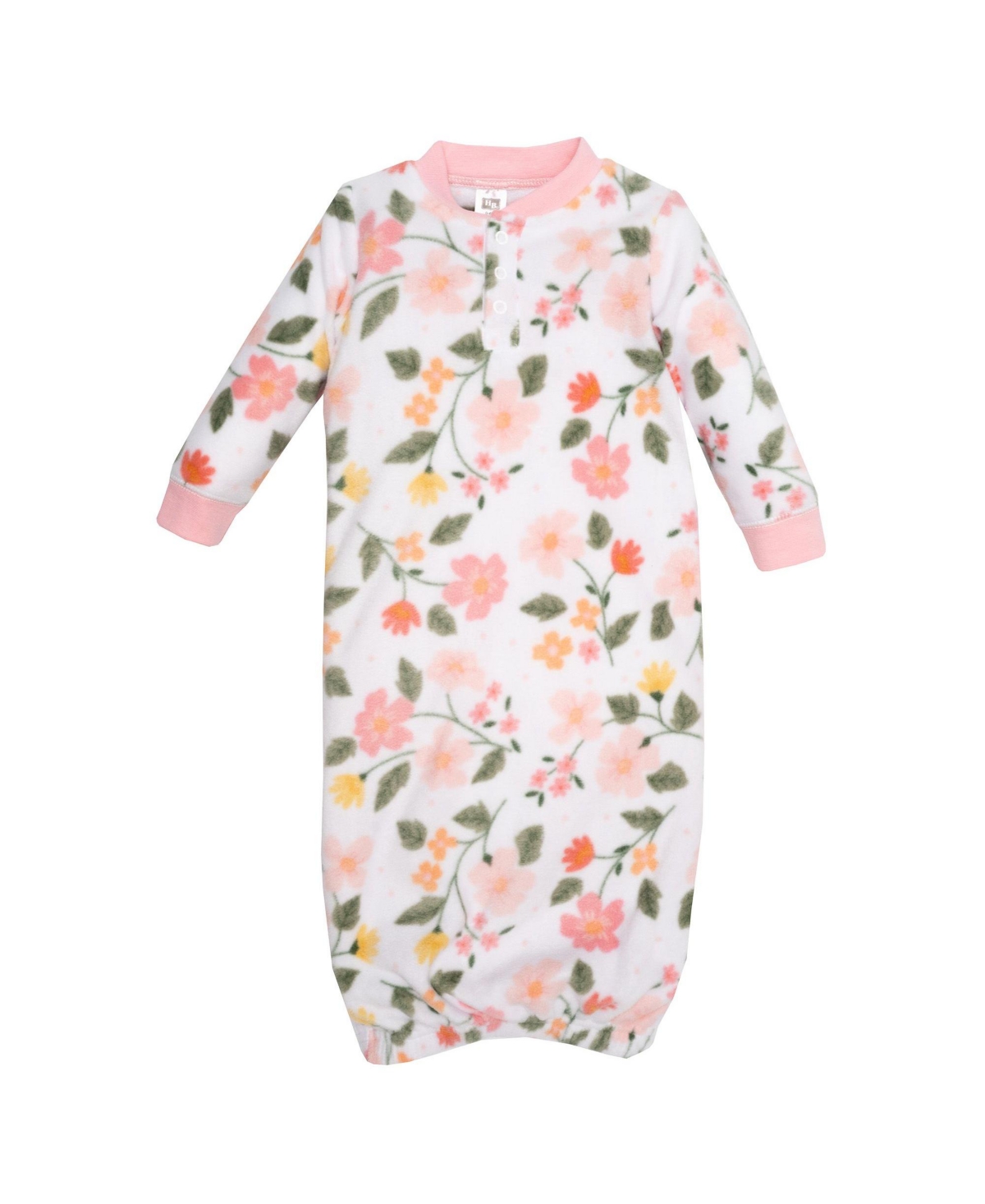 Hudson Baby Baby Girls Hudson Fleece Gowns, Family Floral, 0-6 Months