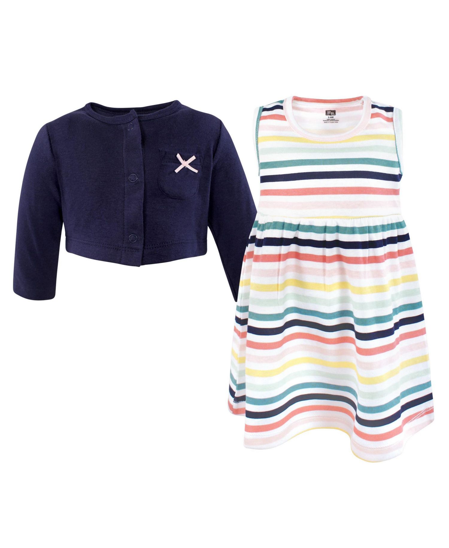 Baby Girls Hudson 0-24M Cotton Dress and Cardigan Set, Sunset Stripe