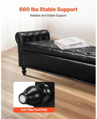 Tufted Storage Bench with Rolled Arms and Wood Legs