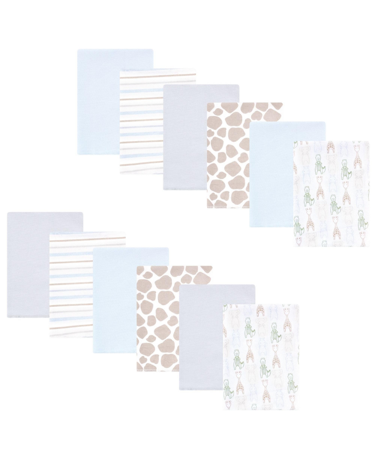 Hudson Baby Cotton Flannel Burp Cloths 12-Pack Bundle, Modern Safari Friends, One Size