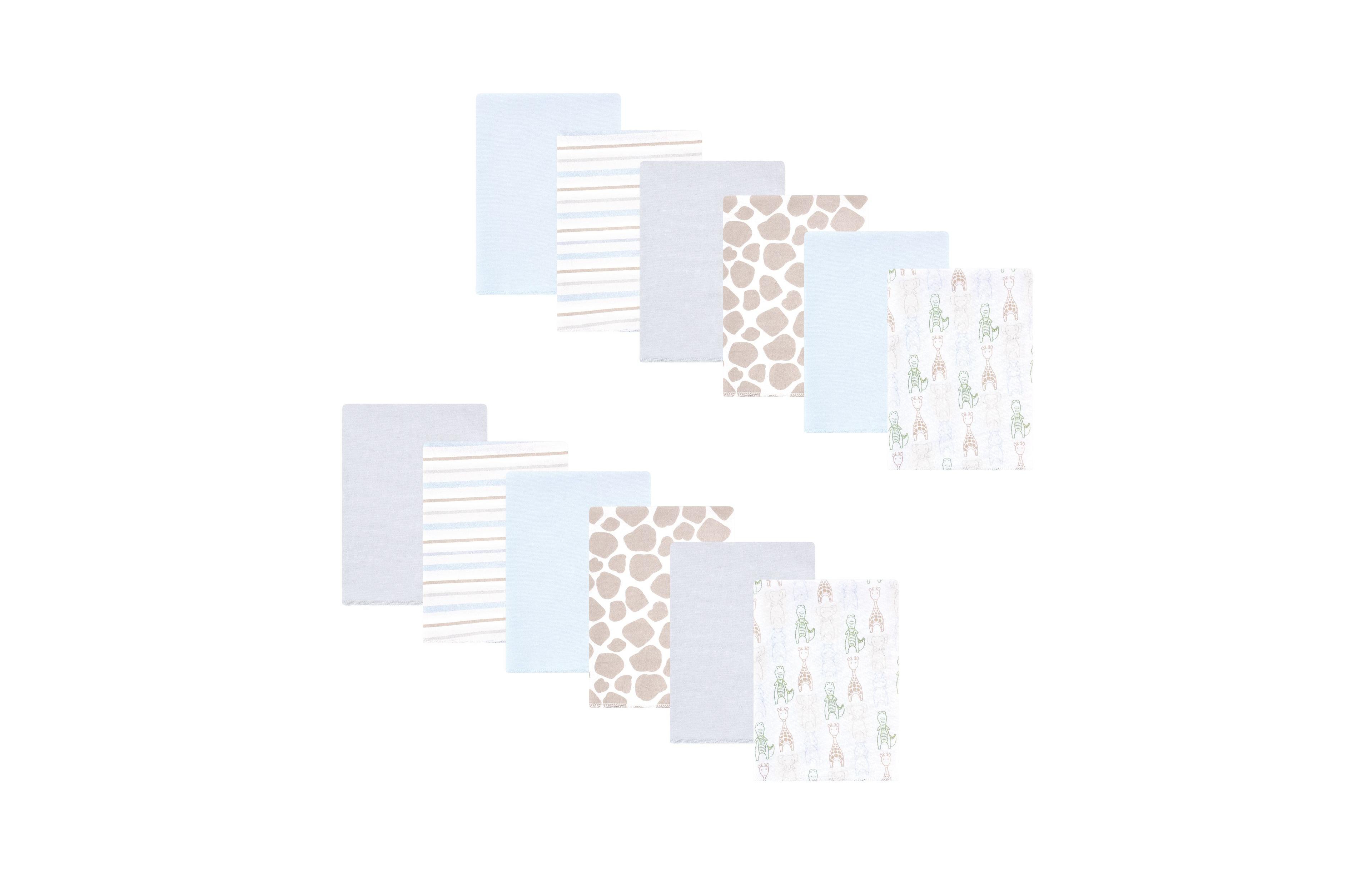 Hudson Baby Cotton Flannel Burp Cloths 12-Pack Bundle, Modern Safari Friends