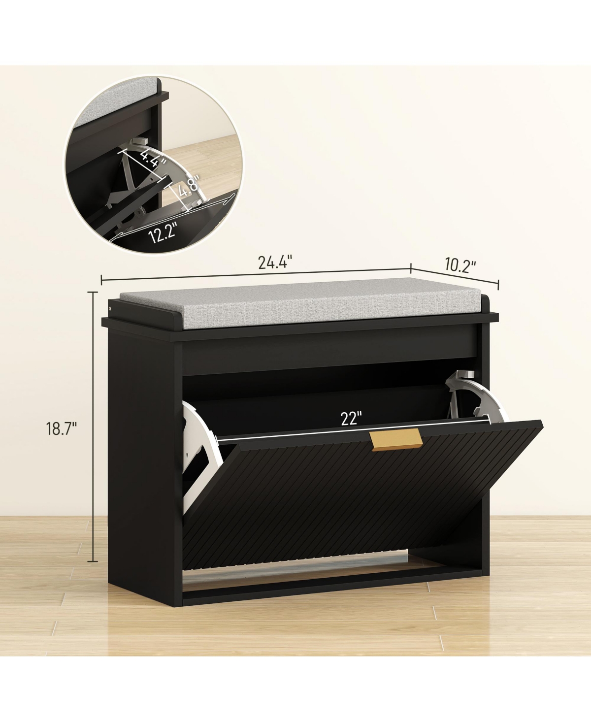 Homcom Shoe Bench with Padded Seat and Flip-Drawer for 8 Pairs