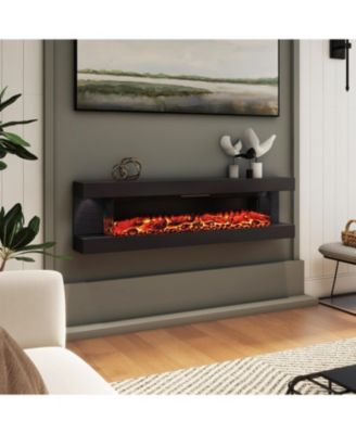 Suspended LED Light Mantel with Remote Control Stylish Electric Fireplace