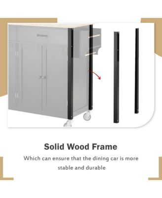 54.3inch Kitchen Island Cart with Solid Wood Top, Locking Wheels, 4-Door Cabinet, Two Drawers, Spice Rack and Towel Rack for Dining Room