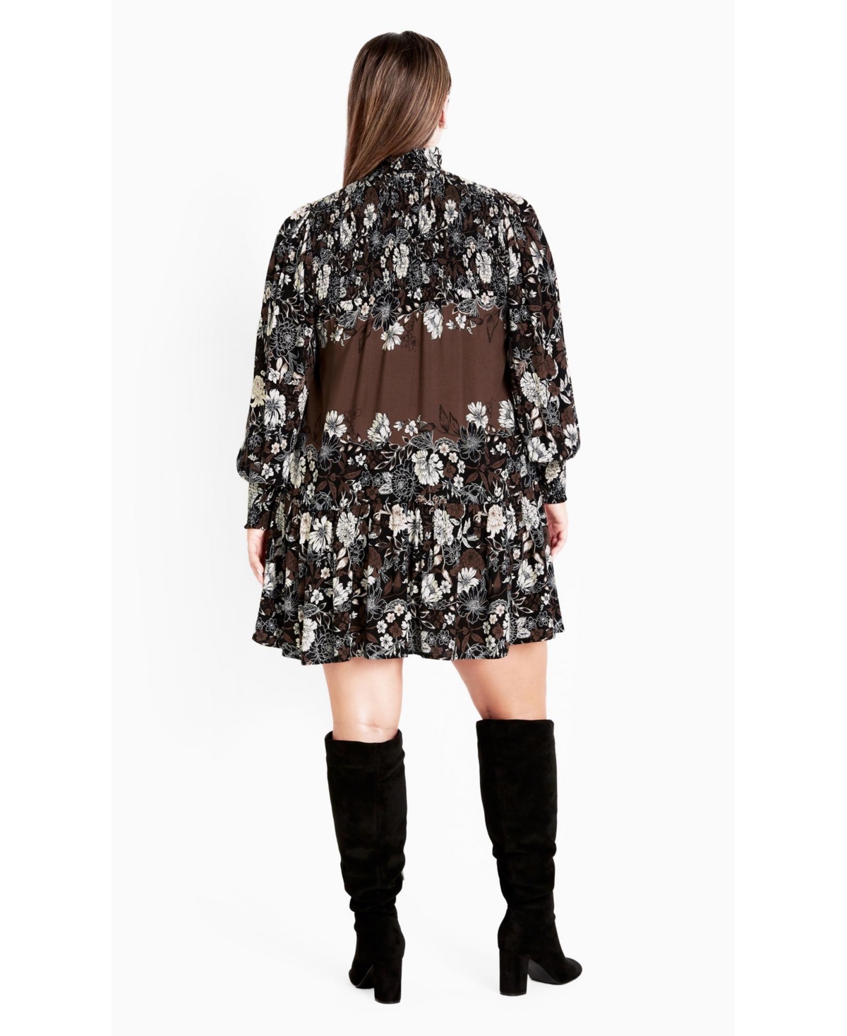 Avenue Women's Cassia Puff Sleeves Ruffle Placement Dress