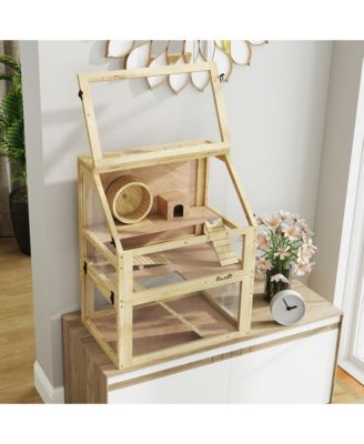 3 Tiers Wooden Hamster Cage w/ Detachable Bottom, 24" x 16" x 29.5"