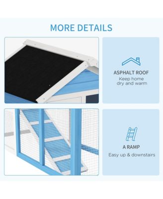 48" Rabbit Hutch 2 Story Small Animal House w/ Run Pull Out Tray Ramp