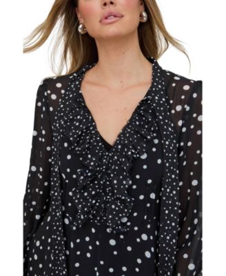 Women's Margot Ruffle Neck Spot Print Maxi Dress