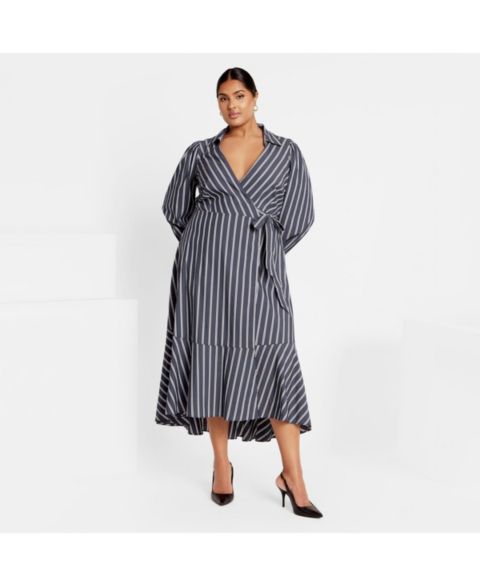 Женское платье CITY CHIC Plus Size Selena Wrap, цвет: Тёмно-синий