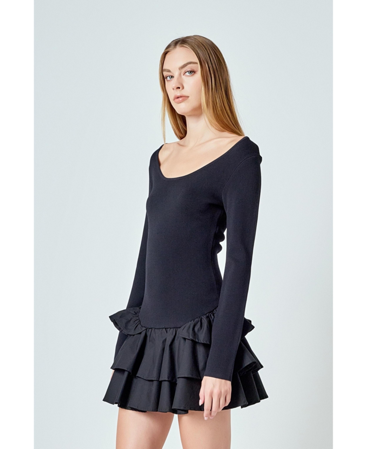 endless rose Women's Combo Mixed Tiered Mini Dress