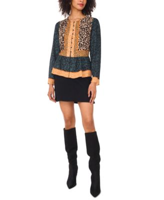 Women's Crewneck Button-Down Top